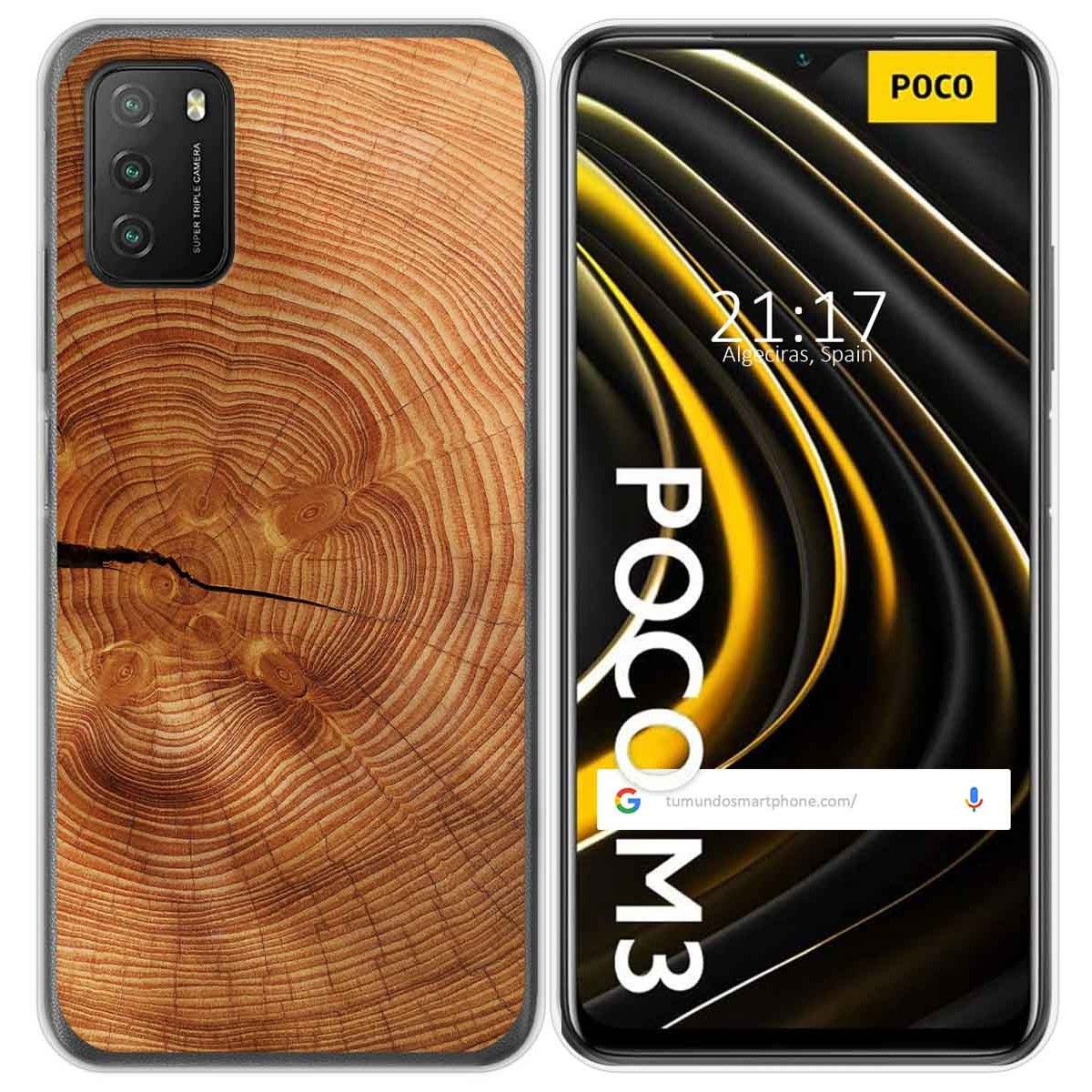 Tumundosmartphone Funda Gel Tpu para Xiaomi POCO M3 / Redmi 9T diseño Madera 04 Dibujos