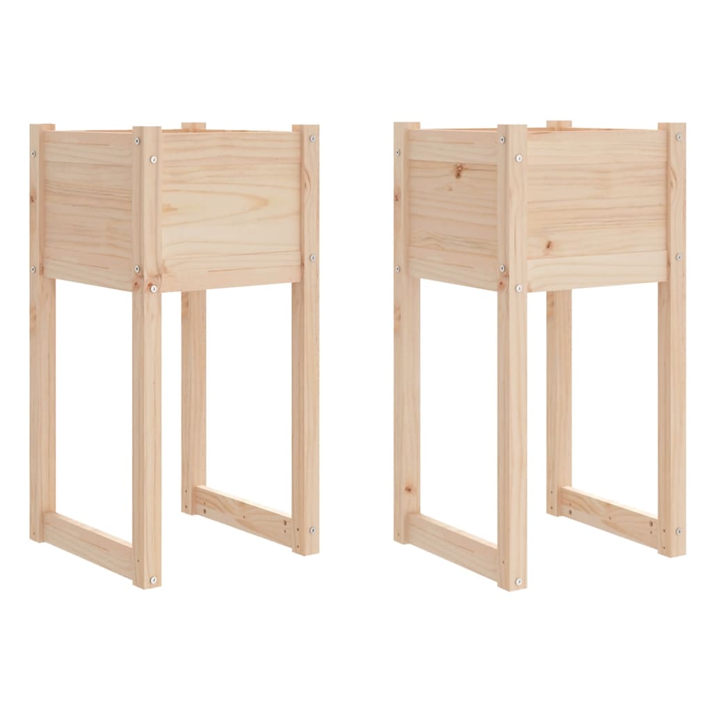 vidaXL Jardinera 2 uds madera maciza de pino 40x40x81 cm Color Natural,  Blanco,  Gris y mas