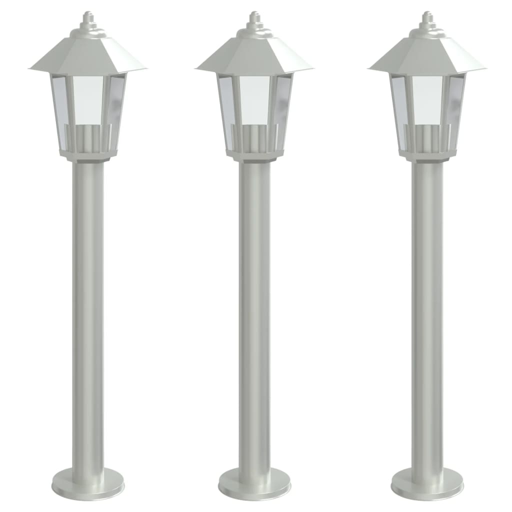 vidaXL Lámparas de suelo de exterior 3 uds acero inoxidable 80cm Color Negro,  Plateado, y mas