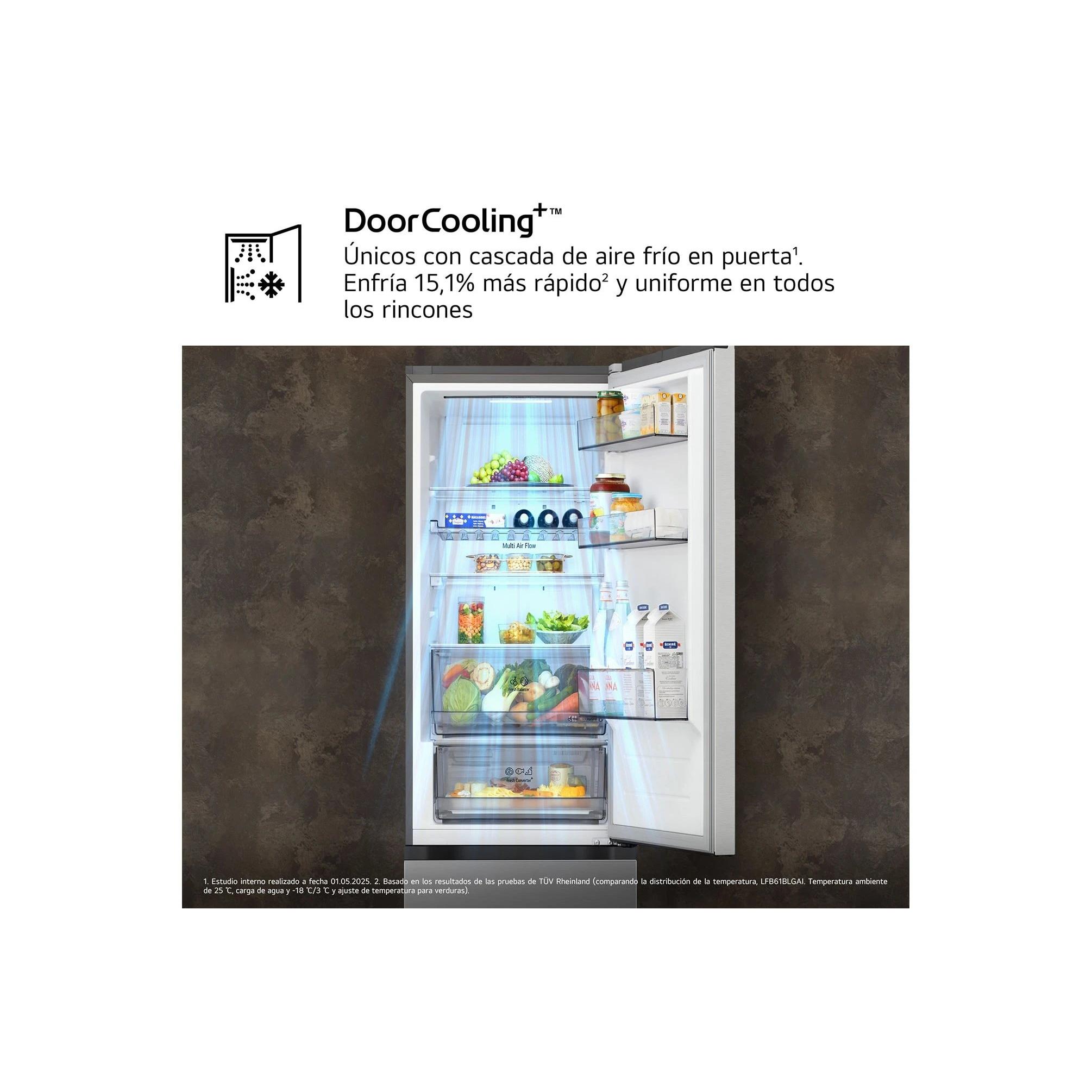 Frigo Combi No Frost LG GBBS312APY Alto 186cm x 59,7cm Clase A Inox  | 333L, Wifi, Balda Plegable Botellero, Garantia de por Vida