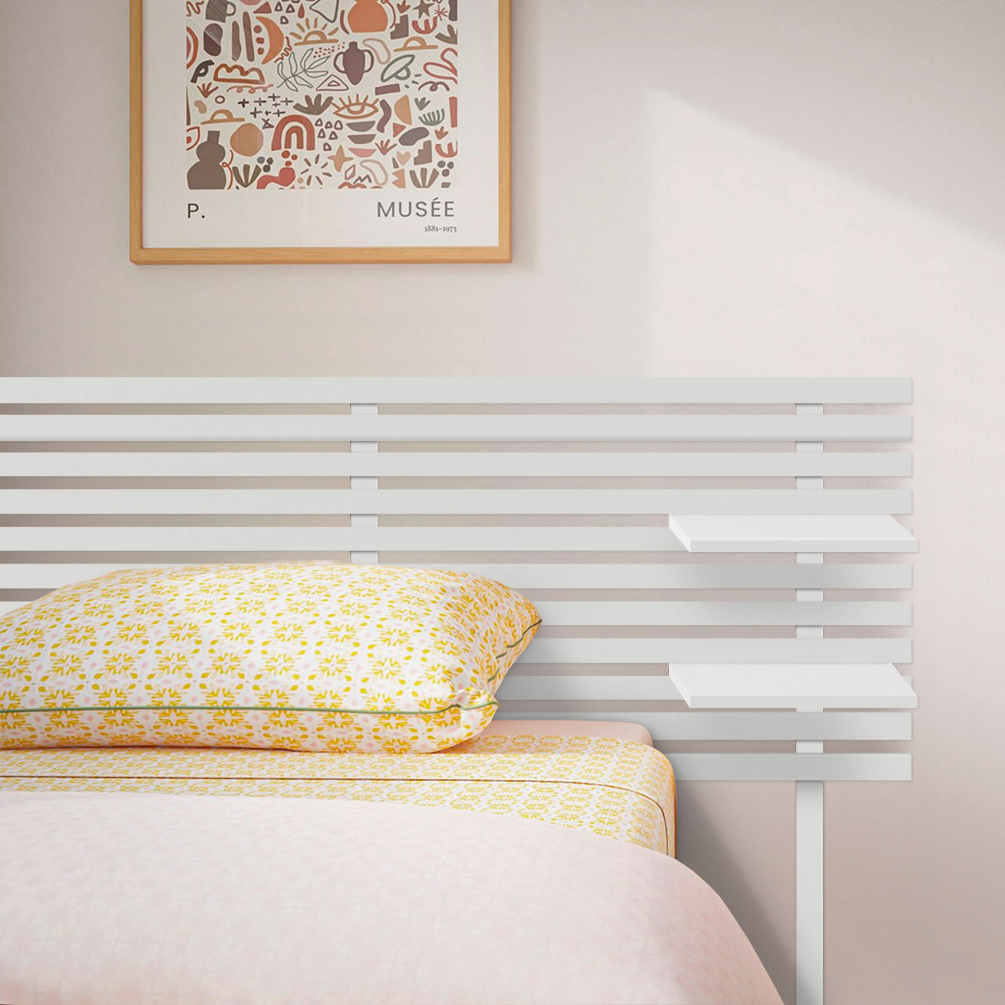 Cabecero con Estantes de Madera reciclada DM Colgante Pared Estilo Palet Japones con Patas