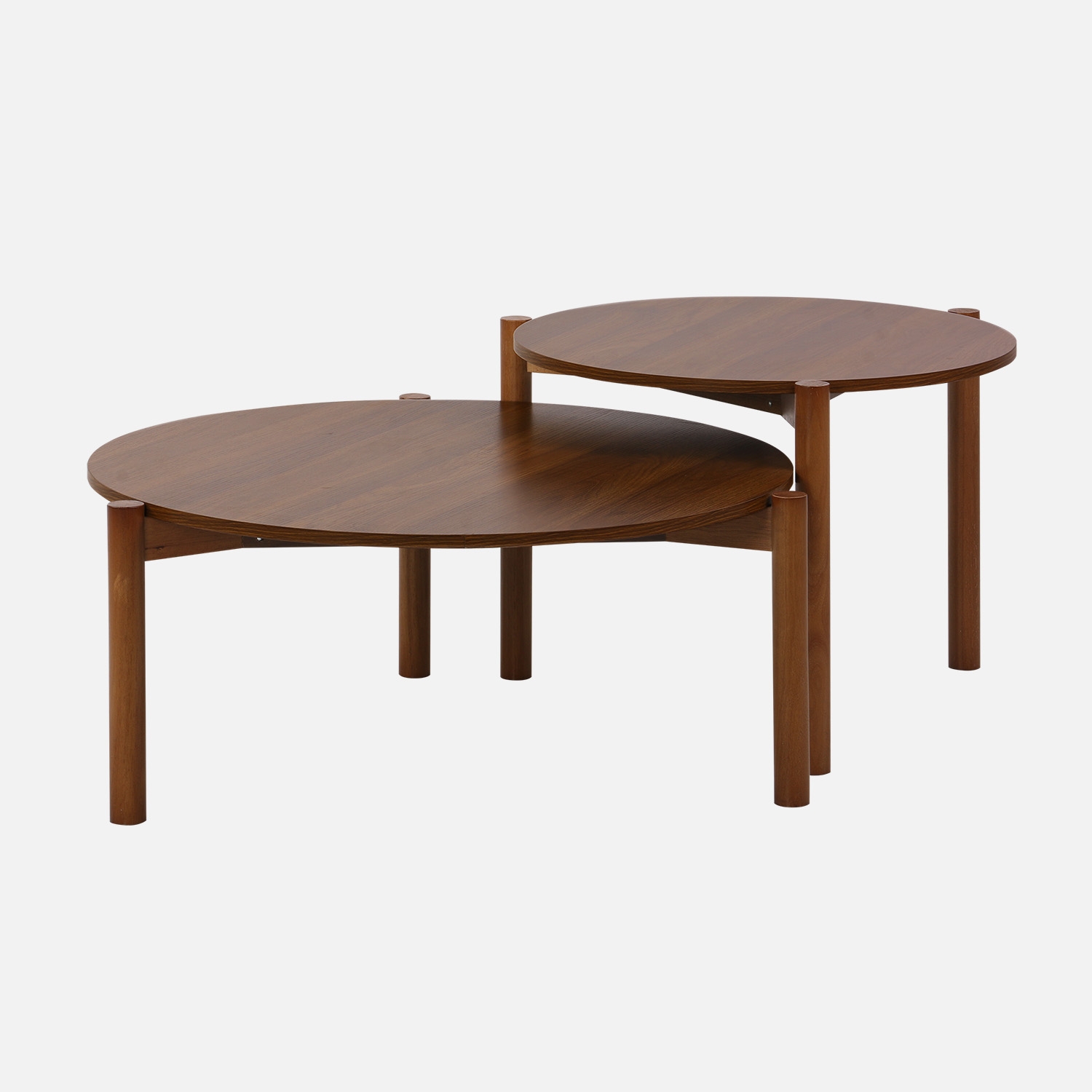 sweeek - Mesas de centro nido redondas con efecto madera, set de 2 , Harmony , 80x80x35