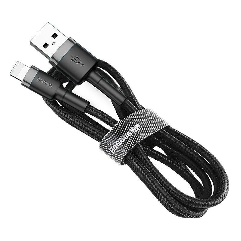 Baseus Cafule Cable - USB to Lightning Cable, 1.5 A, 2 m (Grey/Black)