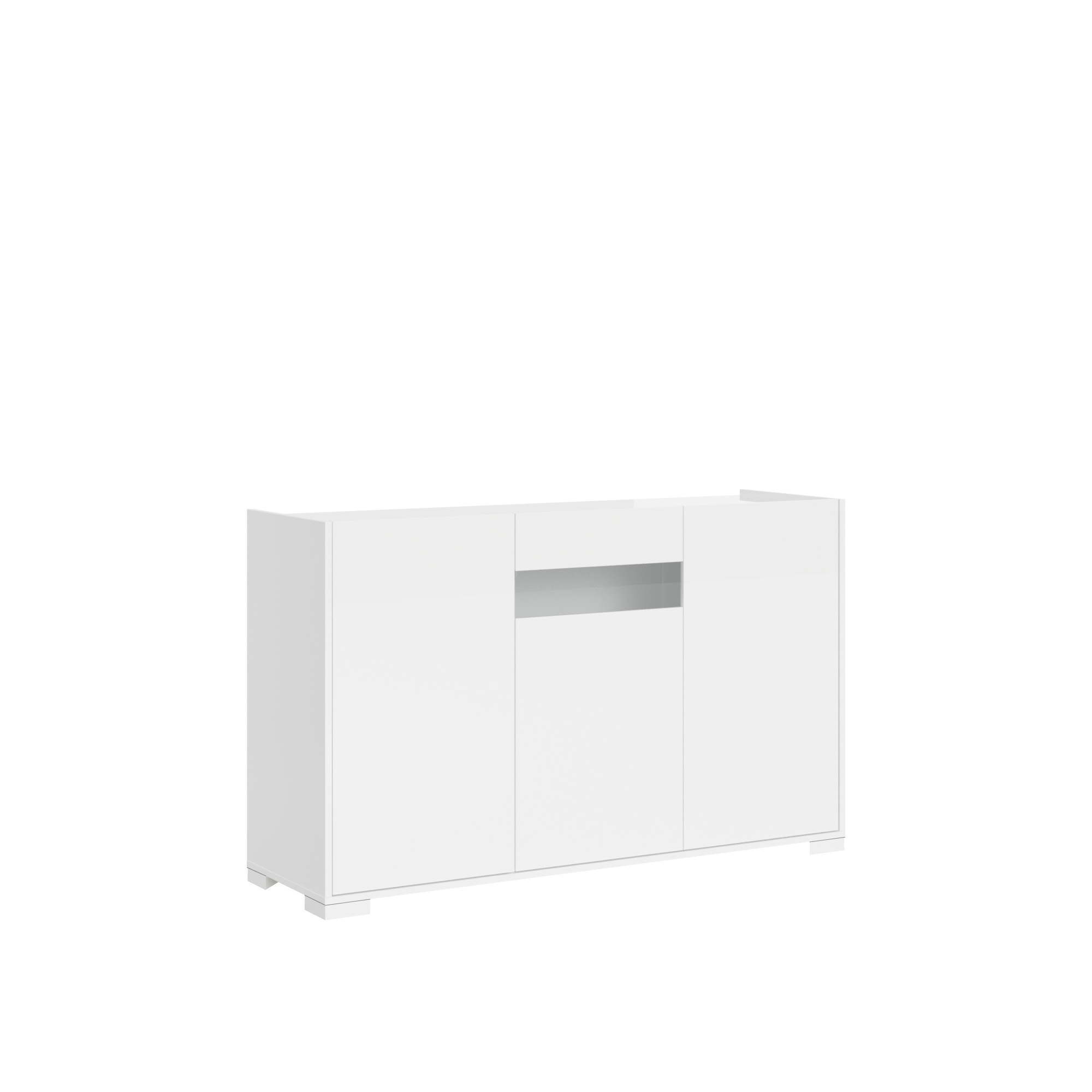 Aparador de 3 puertas 130x40x81 cm Reflejo blanco brillo - Itamoby