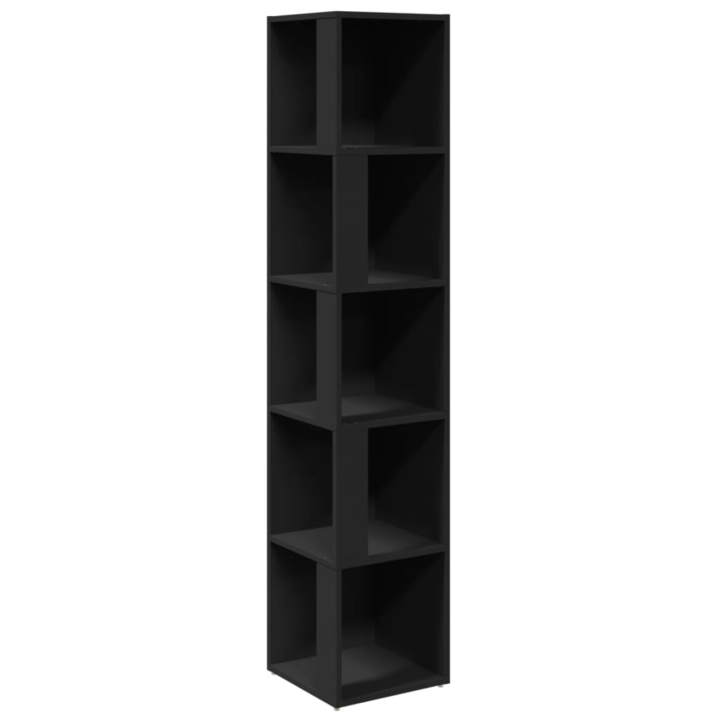 vidaXL Mueble de esquina madera contrachapada 33x33x164,5 cm en color Negro/Roble Sonoma/Gris sonoma y más | almacenamiento funcional diseño moderno para baño dormitorio sala