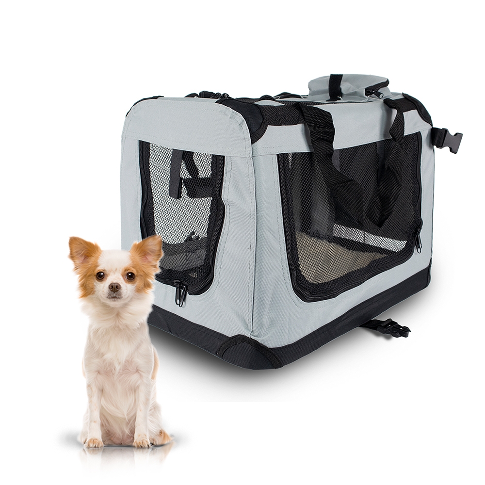 Mobiclinic Balú Transportín para Mascotas Transportín para Perros Gatos Conejos cobayas Transportín Portátil y Transpirable Talla S Soporta 8 kg 50x34x36 cm Mochila Plegable Gris