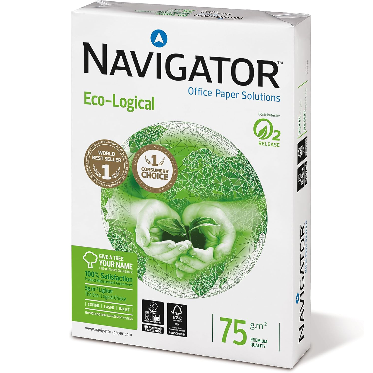 Navigator Eco-Logical Papel para Fotocopiadora DIN A4 75gr Paquete de 500 Hojas