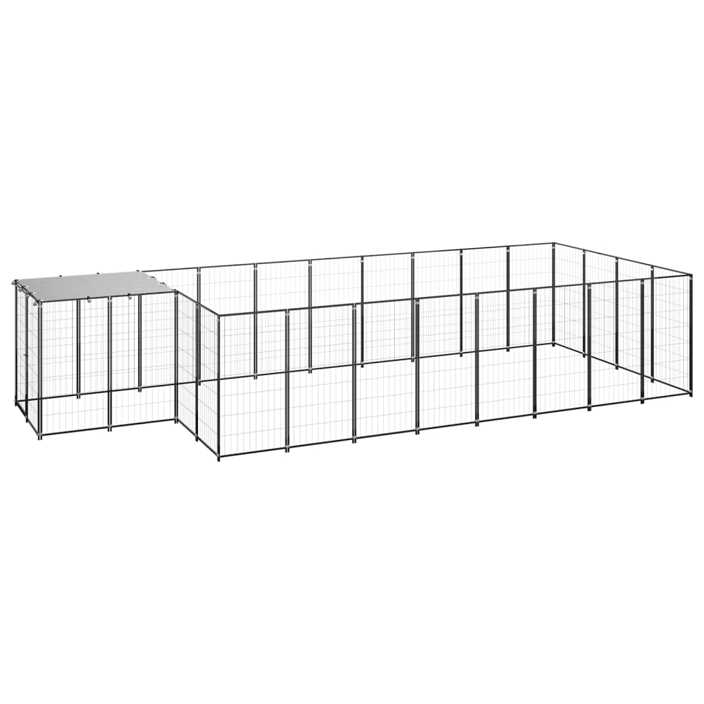 vidaXL Perrera 10,89 m² Acero Casa Jaula Perro Cachorro Recinto Mascota Color Plateado,  Negro, y mas