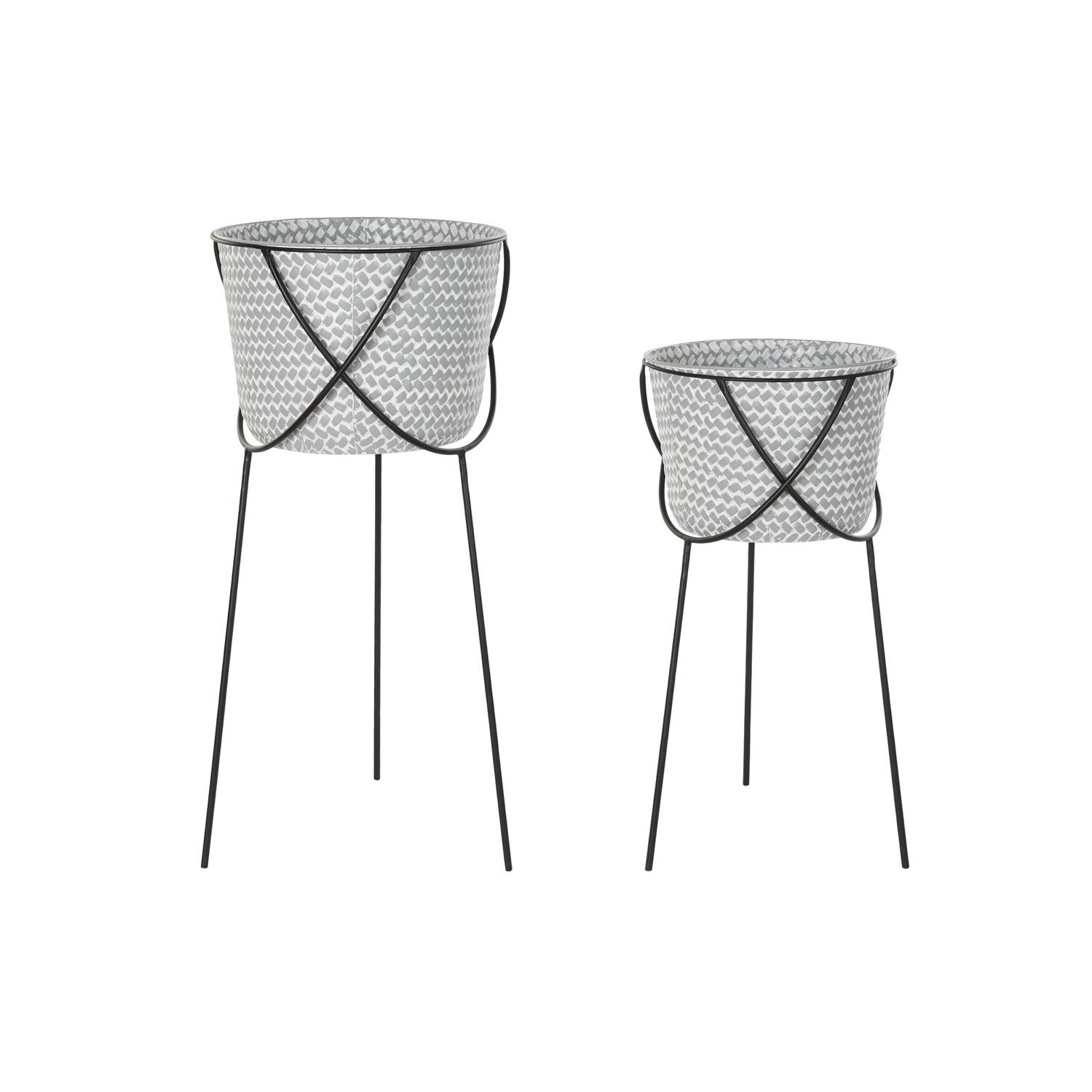 MACETERO SET 2 METAL HIERRO 37X37X82 GRIS FIJALO MC192745