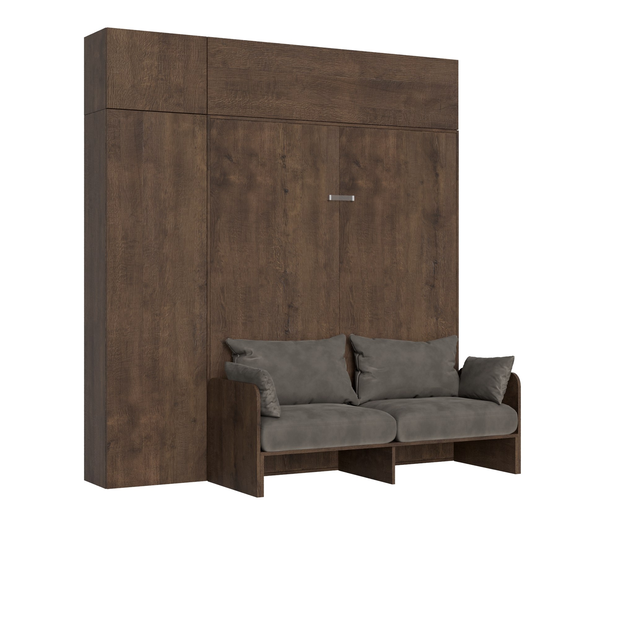 Cama doble Kentaro de nogal con columna - Unidad de pared Vasistas - Unidad de pared sobre columna - Itamoby