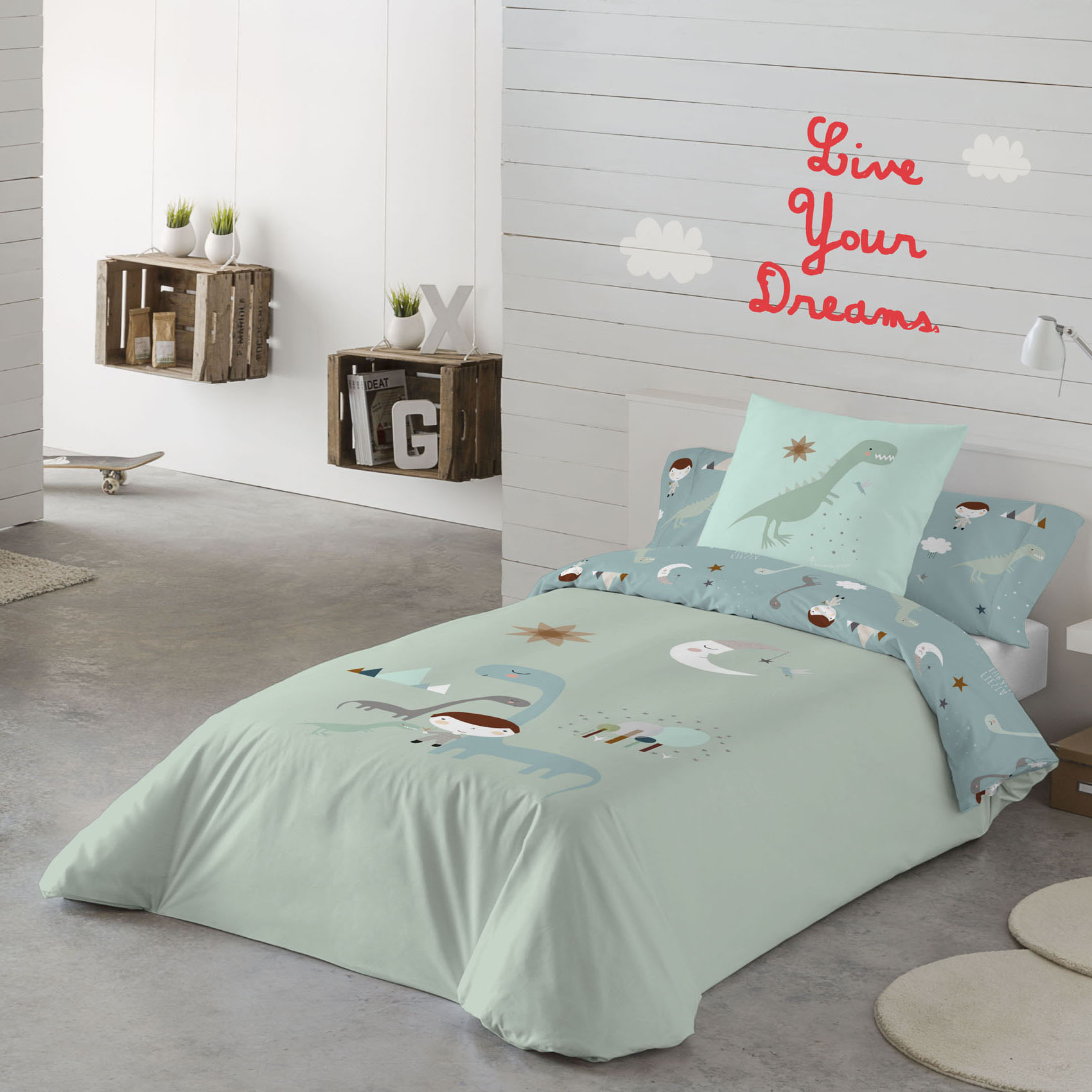 HACIENDO EL INDIO - Funda Nórdica Infantil Estampada 100% Algodón Extrasuave - Juego de 2 Piezas Funda de Edredón y 1 Funda de Almohada - Cama 90/105 cm - Sin Relleno - Fabricada en España
