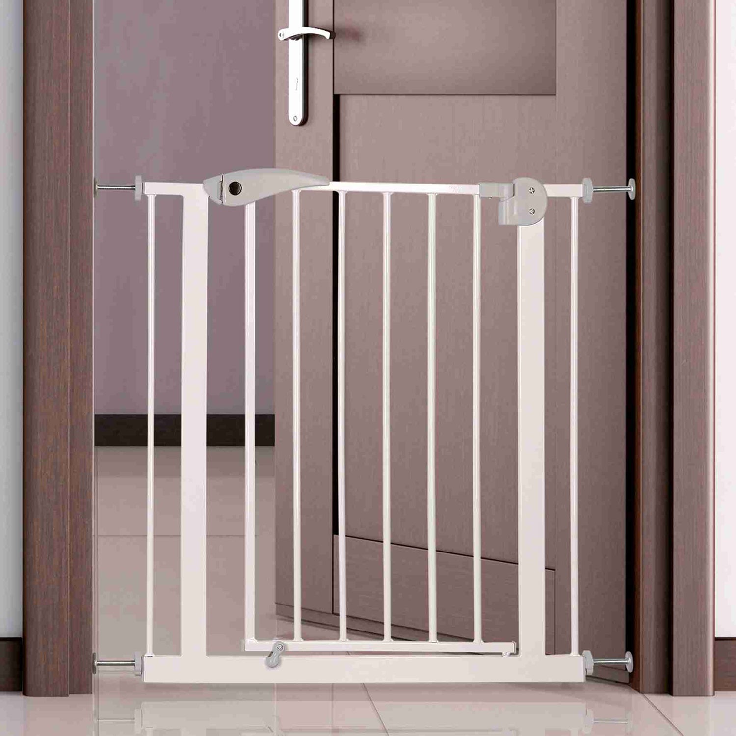 TRIXIE Barrera blanco | Barrera extensible metal, 75-85 x 76 cm, Esmalte Blanco
