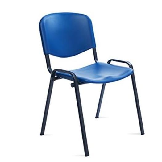 Silla rocada confidente estructura metalica respaldo y asiento en polimero color azul