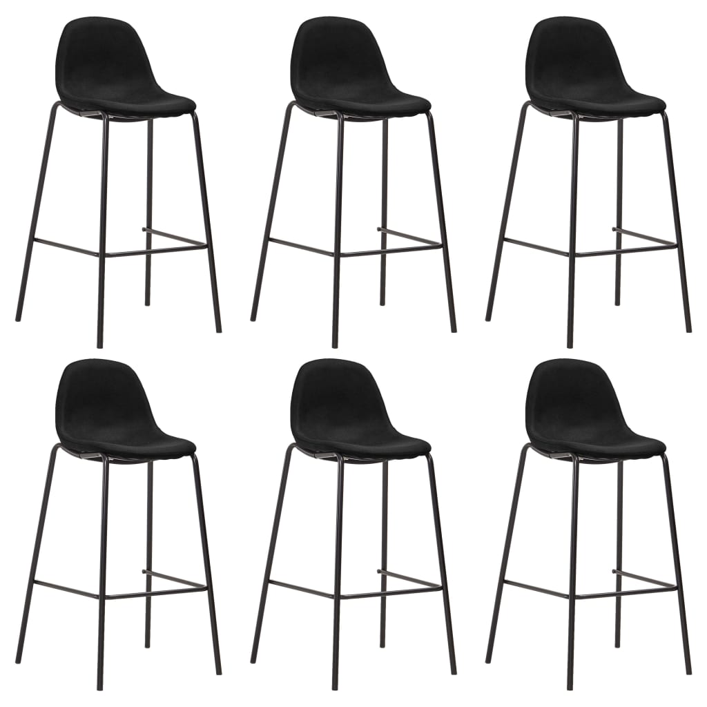 vidaXL Taburetes de cocina 6 unidades tela negro