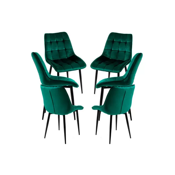 Regalos Miguel - Packs Sillas Comedor - Pack 6 Sillas Cade Terciopelo - Verde