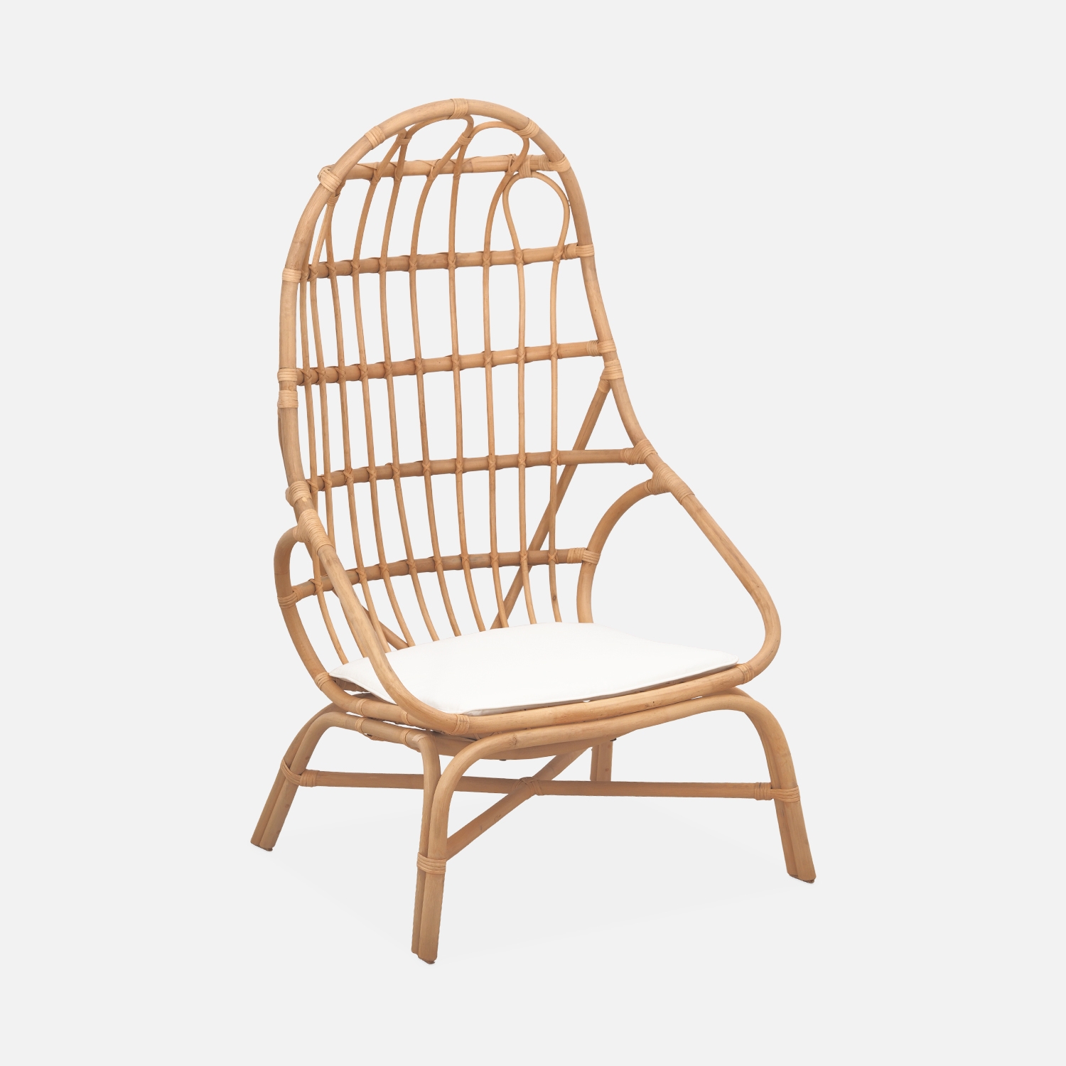 sweeek - Sillón de ratán en forma de huevo con cojín , Padang , 74x74x140