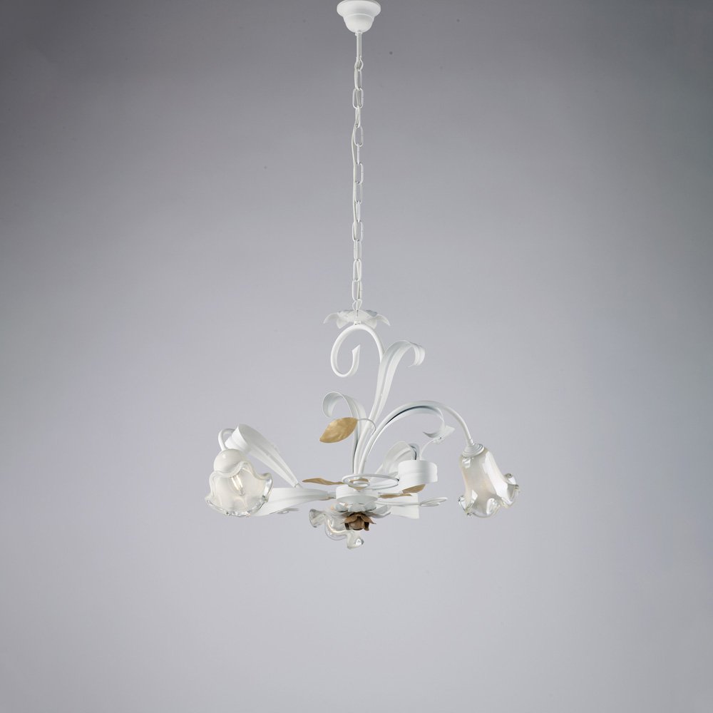 Araña Arte Pobrado Cesta Marfil Blanco 3 Luces E14