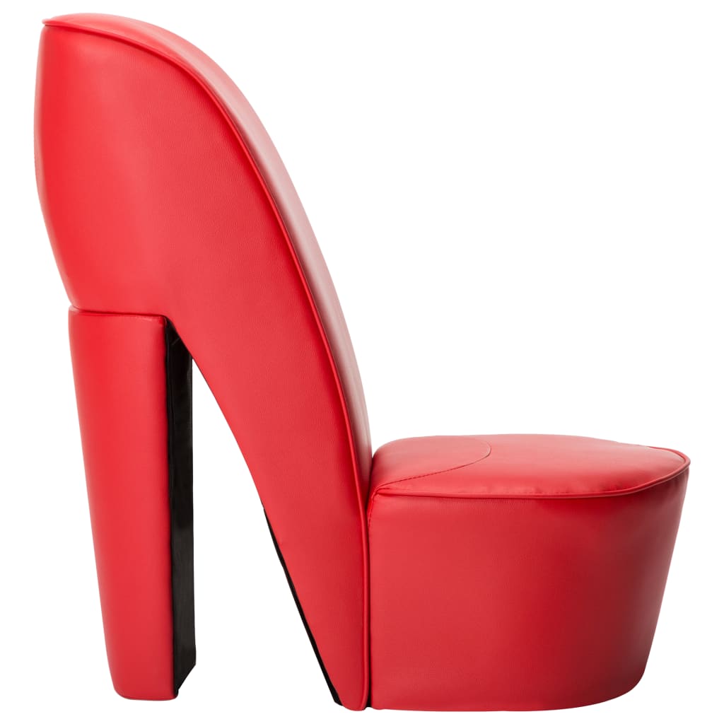 Vidaxl Sillón en Forma de Zapato de Tacón de Cuero Sintético con Diseño Extravagante - Rojo