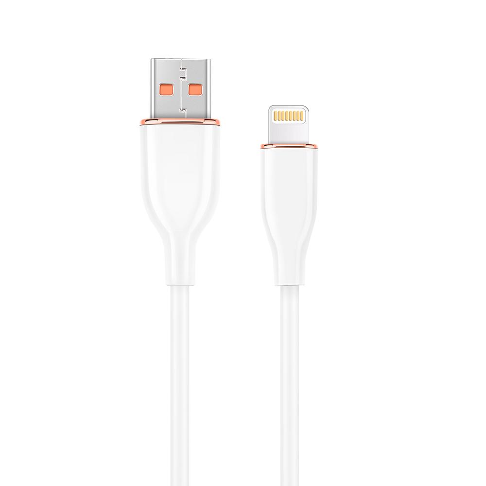 Cable de carga y datos de silicona premium de 8 pines, 1,5 m, blanco