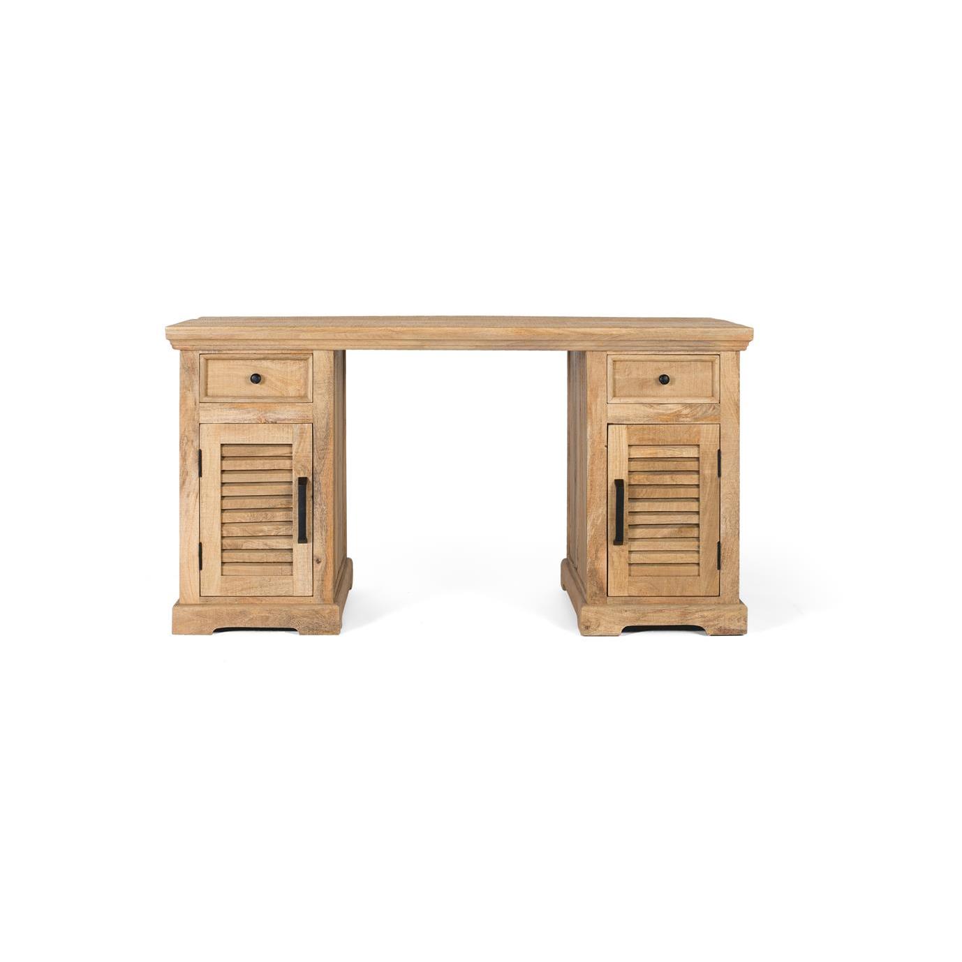 Escritorio con 2 puertas y 2 cajones en madera de mango natural