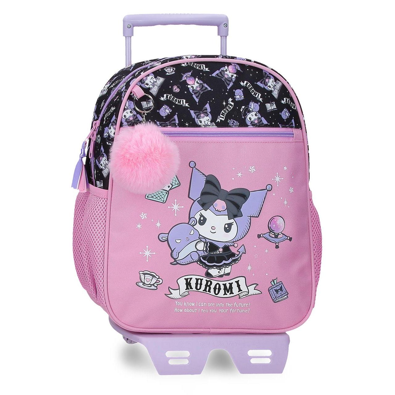 Mochila escolar con carro Kuromi Fortune Telling 27x33x11cm Rosa