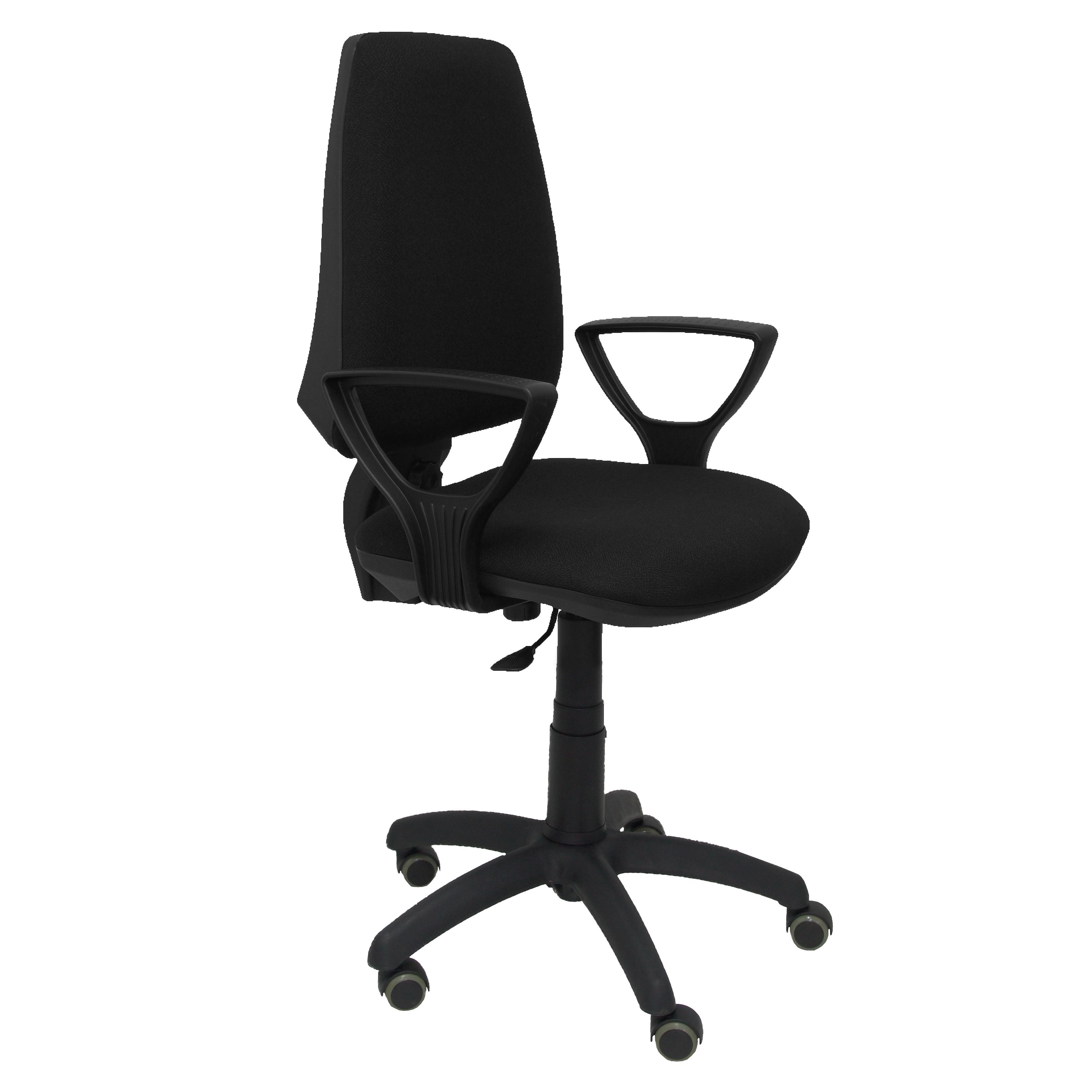 Piqueras Y Crespo Silla Elche CP Bali Negro Ergonómica con Brazos Fijos y Ruedas de Parqué
