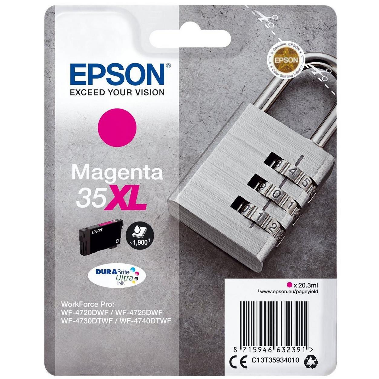 Cartuchos de tinta original 4 colores CMYK Epson 35XL DURABrite Ultra Ink Candado Series