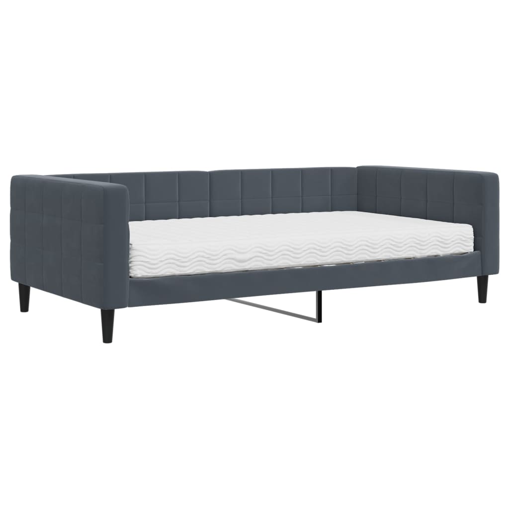 vidaXL Sofá cama con colchón terciopelo gris oscuro 100x200 cm