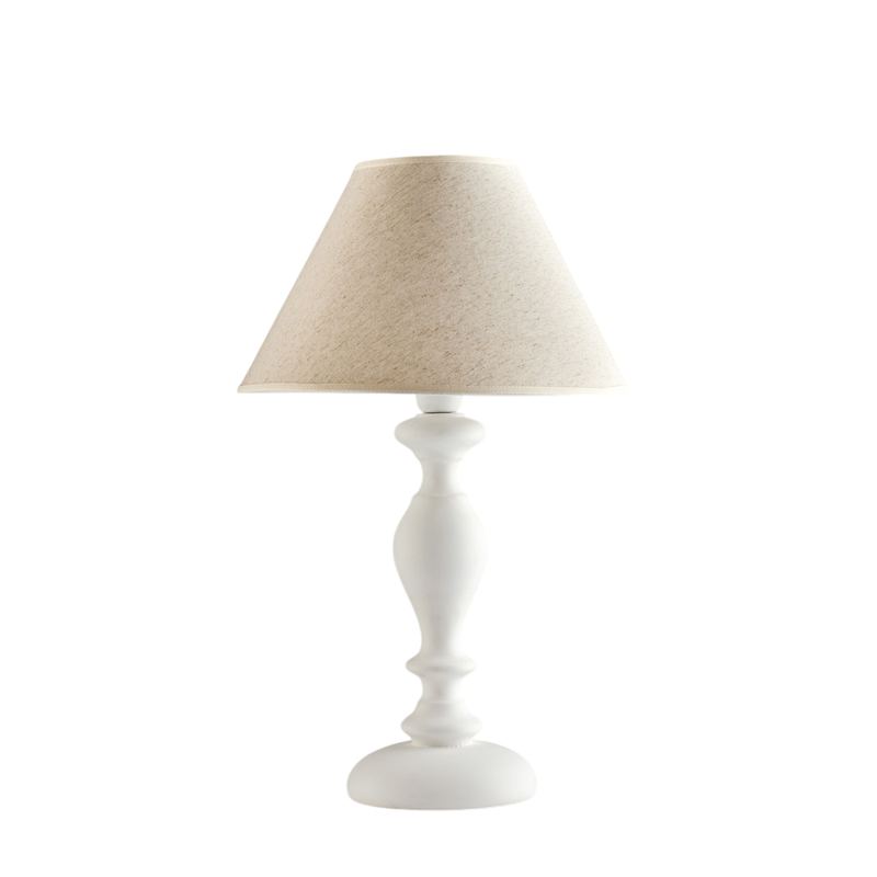 Cascina Lume en madera shabby blanca 1 luz con pantalla dm.35 H.57 Ø35 BL265-LM-BCO - Bonetti Illumina