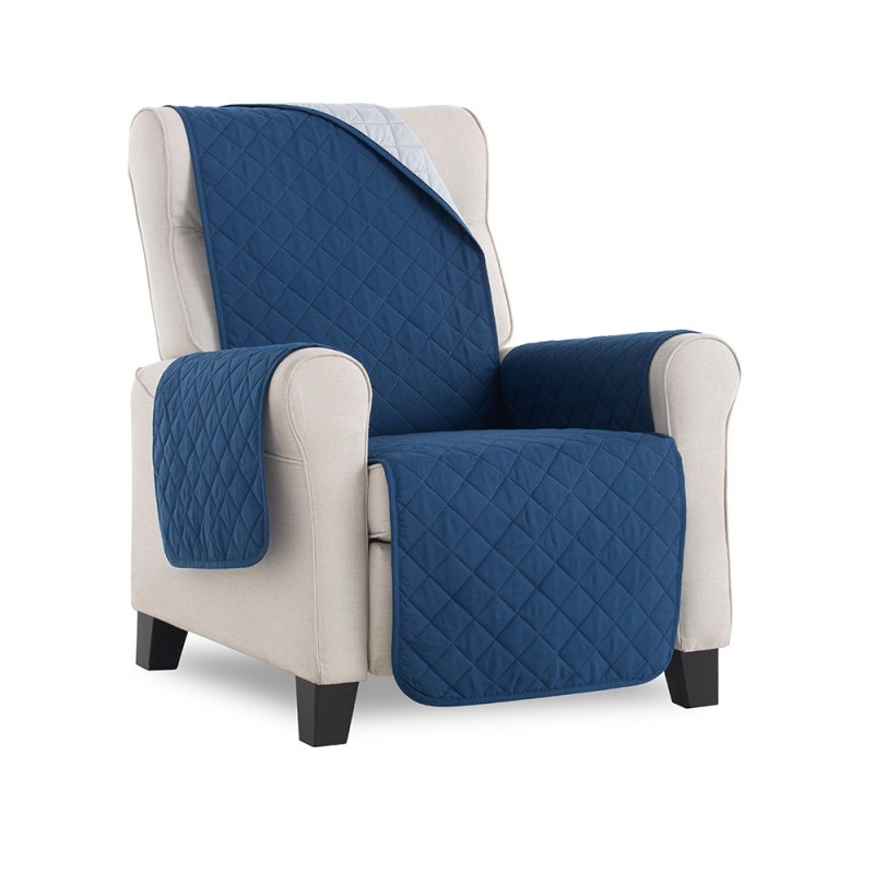 Cubre sillón Reversible Couch Cover Azul / Gris Claro. Funda para sillón 1 plaza. MAXIFUNDAS FUNDAS DE SOFA & CHAISE LONGUE