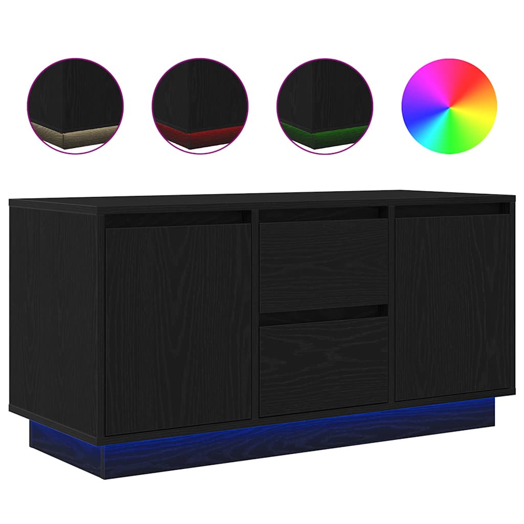 vidaXL Mueble de TV con luces LED roble negro 100x41x50 cm