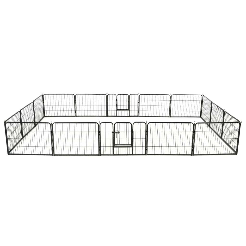 vidaXL Corral Perros 16 Paneles Acero 60x80 cm Negro Corralito Jaula Mascota