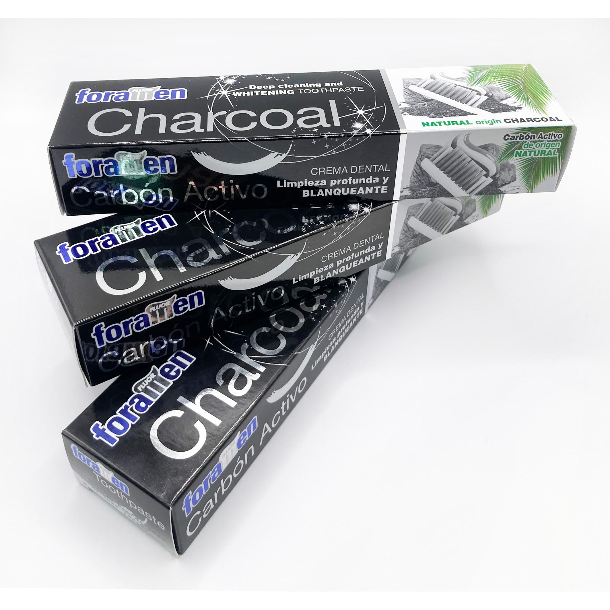 Foramen Pack de 3 unidades - Pasta de Dientes Blanqueador Dental Charcoal con Carbón Activo 75 ml Foramen (pack de 3 unidades). Limpieza profunda y Blanqueante