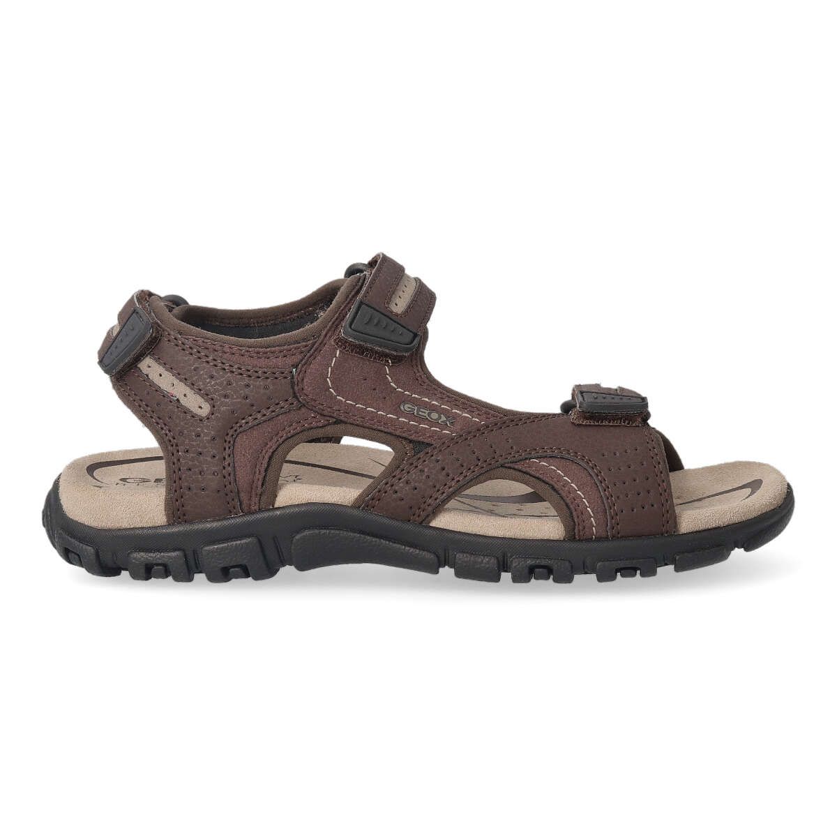 Geox - Sandalias californianas Strada para hombre de piel sintética transpirable con suela de goma y cierre de velcro ajustable