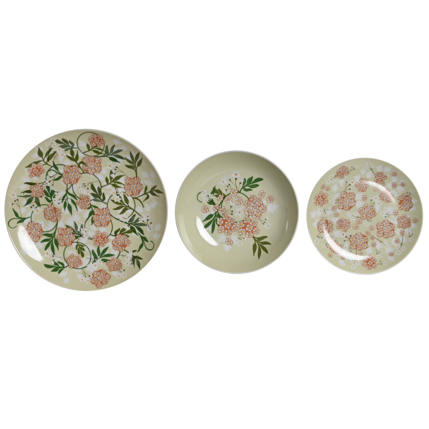 Vajilla set 18 porcelana 27x27x3 verde , La mejor decoración para tu hogar.