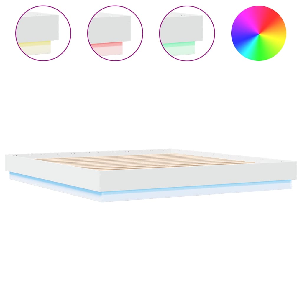 vidaXL Estructura de cama con luces LED blanco 200x200 cm