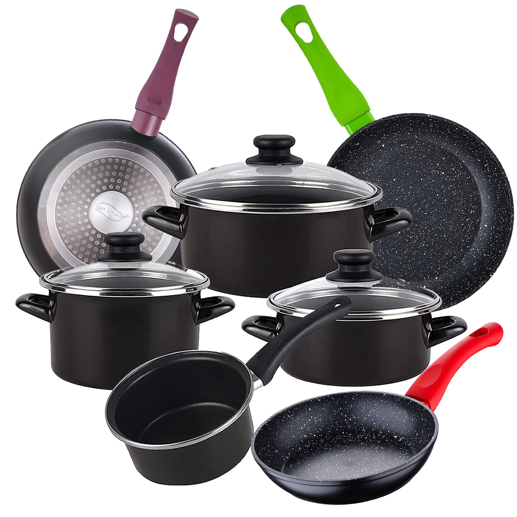 Magefesa Batería de Cocina Kenia 7 Piezas con Sartenes de Aluminio Forjado