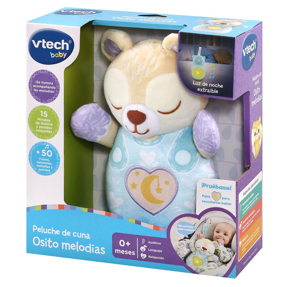 Peluche de cuna Osito melodías con más de 20 frases, canciones y melodías 23x19x8,5 cm (Vtech 80-539822)