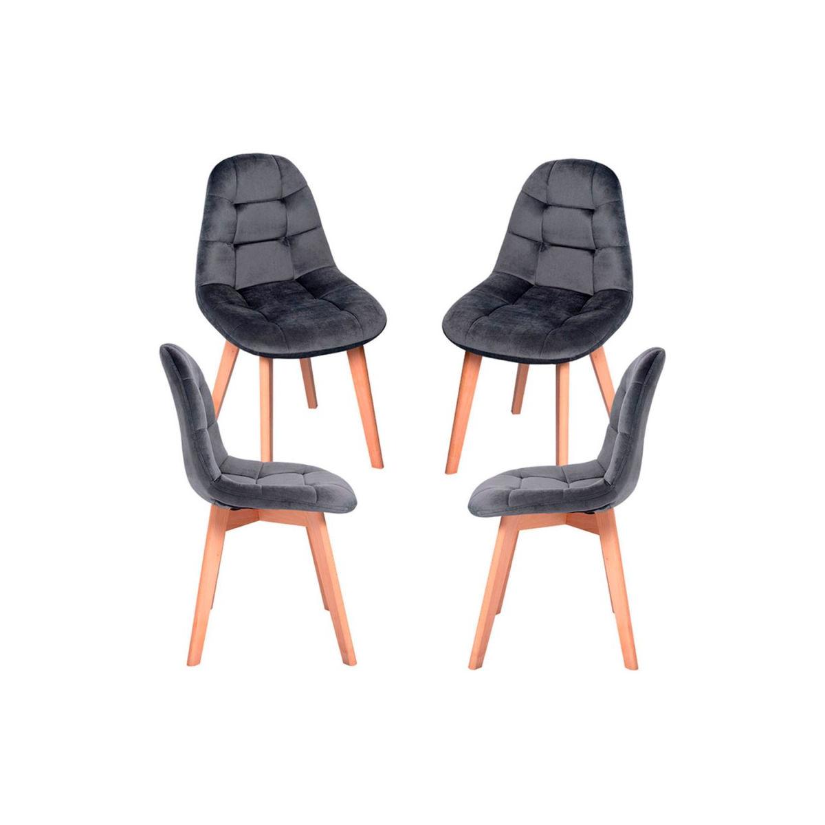 Regalos Miguel - Packs Sillas Comedor - Pack 4 Sillas Kelen Terciopelo - Gris oscuro