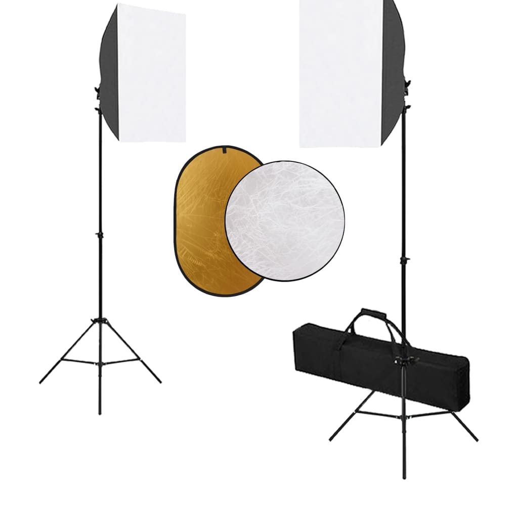 vidaXL Kit de estudio fotográfico con luces softbox y reflector