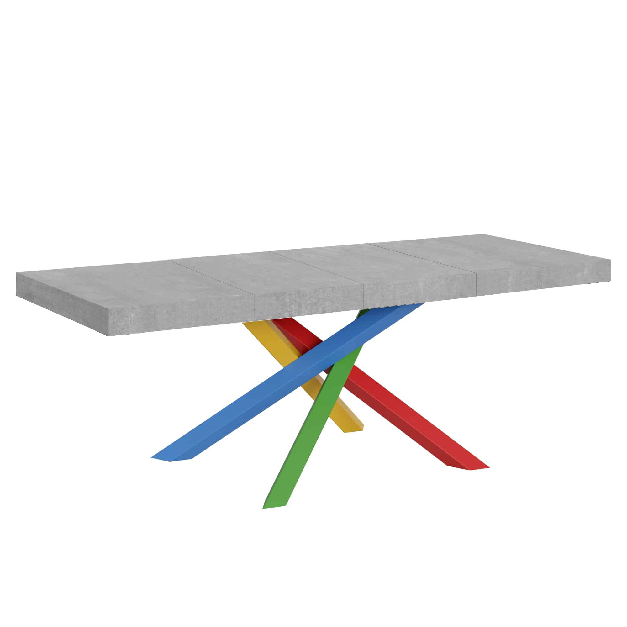 Mesa extensible 160/420x90 cm Volantis Premium cemento patas multicolor 4/B - Itamoby