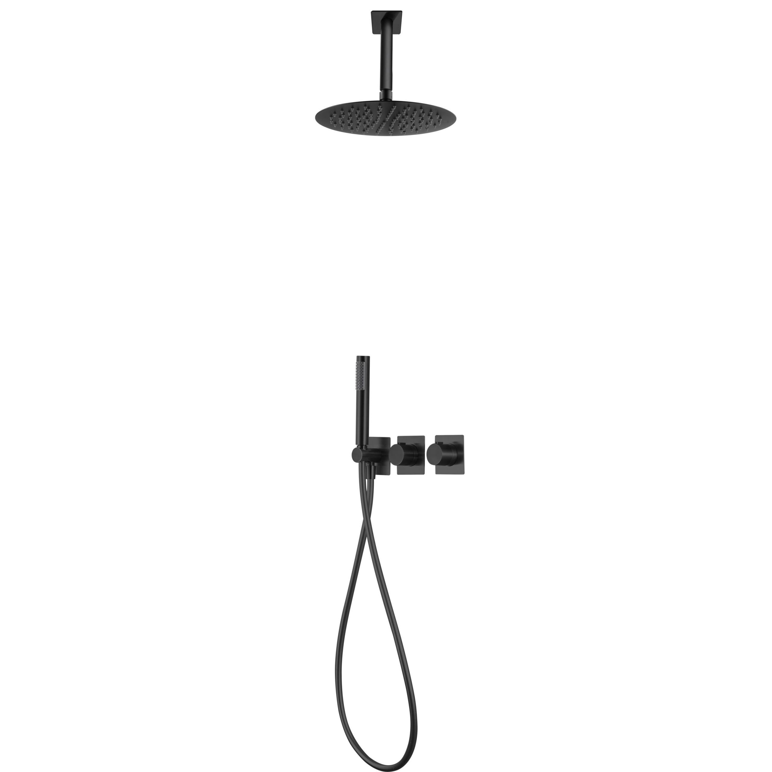 IMEX TIBET GTN062/NG Conjunto de ducha termostático empotrado con rociador a techo acabado negro mate