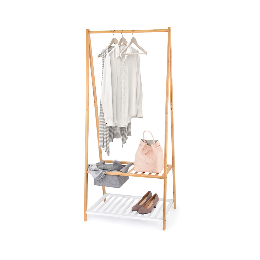 Colgador bambu con repisa para zapatos y bandeja 70 x 45 x 160 cm
