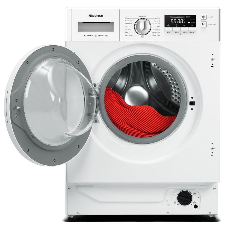 Lavadora Integrable HISENSE WF3M841BWIES de 8Kg Clase A y 1350Rpm  | Blanco, Motor Inverter