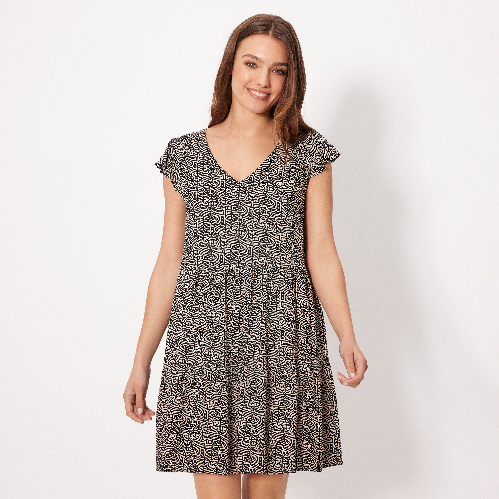 Ysabel Mora - Vestido corto ancho estampado