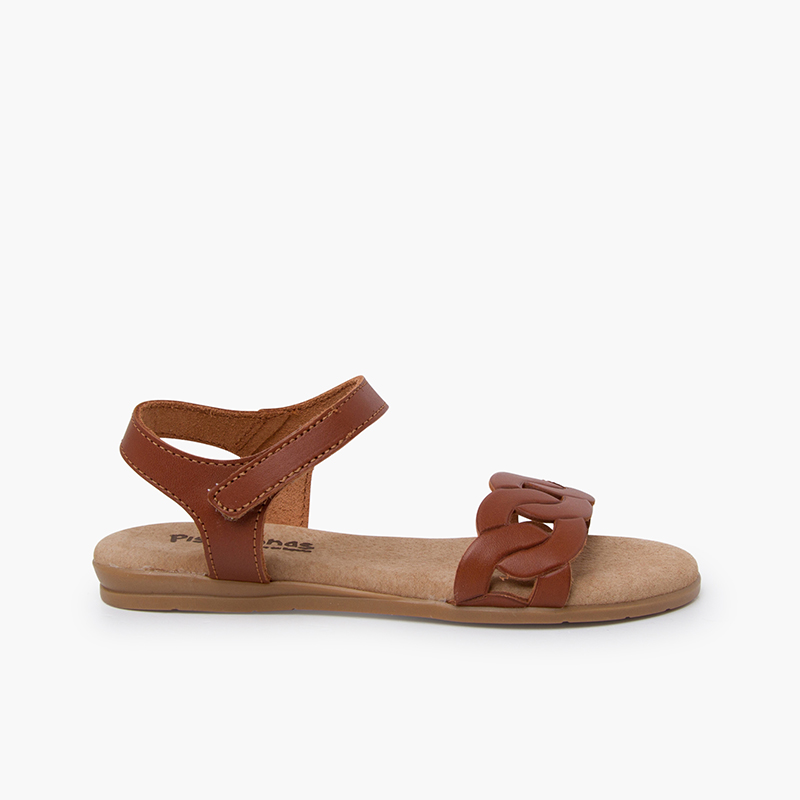 Pisamonas Sandalias piel eslabones tira adherente