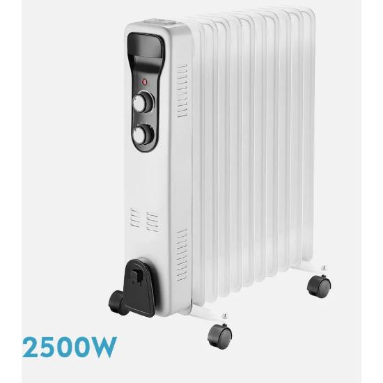 ABRILA Radiador Aceite Brasilia 1000W/1500W/2000w/2500W 5/7/9/11elementos Blanco/negro 3potencias Antivuelco Termostato Reg.seguridad Asa 59,5x40,5x24cm CALIDAD GARANTIZADA