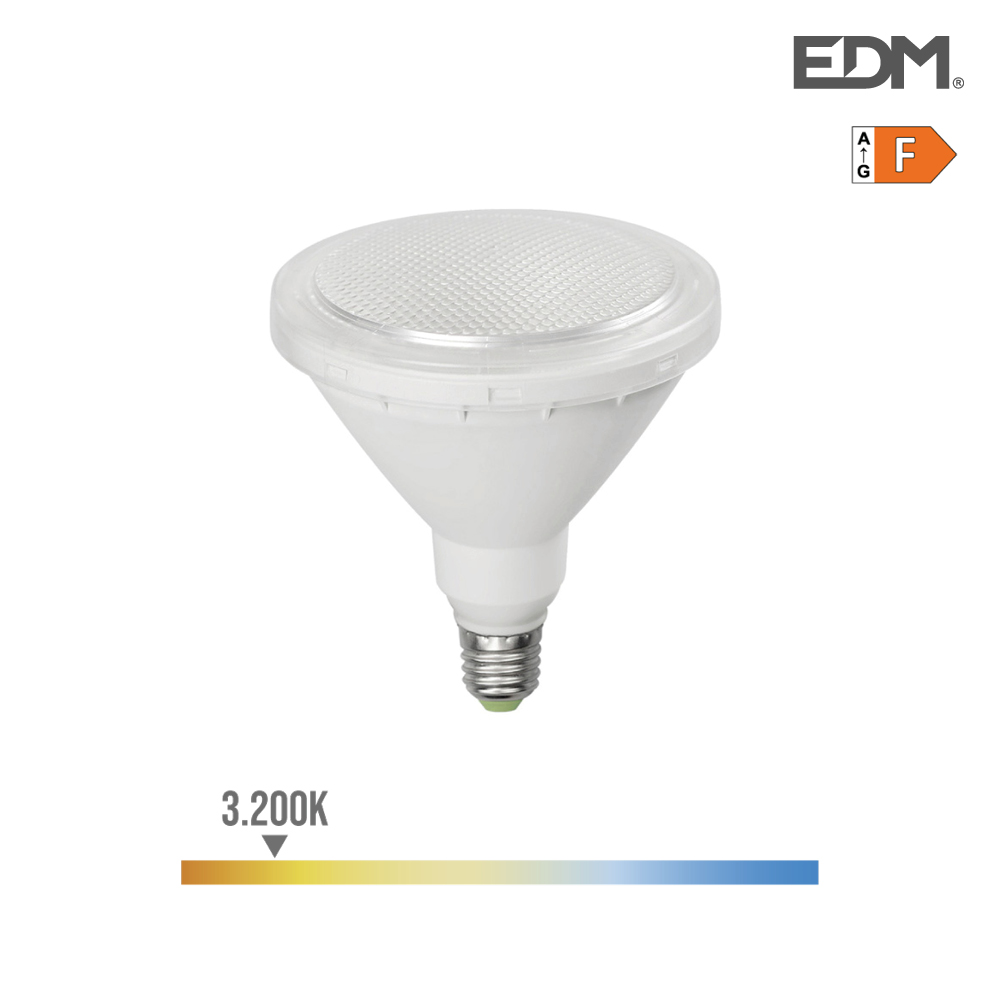Bombilla par38 led e27 15w 1200lm 3200k luz calida ip64 ø12x13,8cm edm