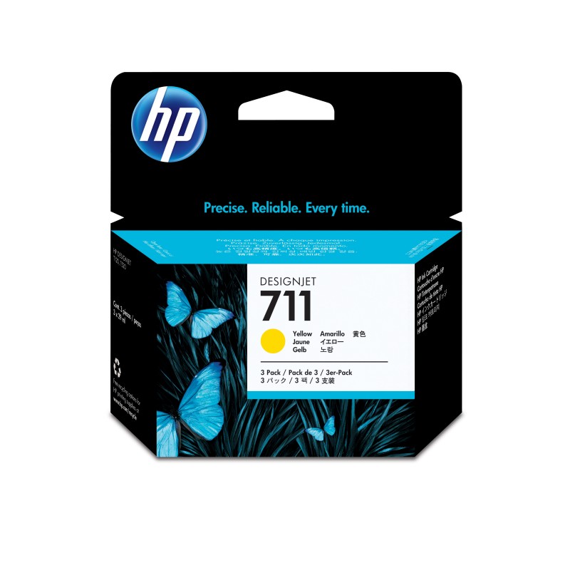 HP - Pack de ahorro de 3 cartuchos de tinta DesignJet 711 amarillo de 29 ml CZ136A