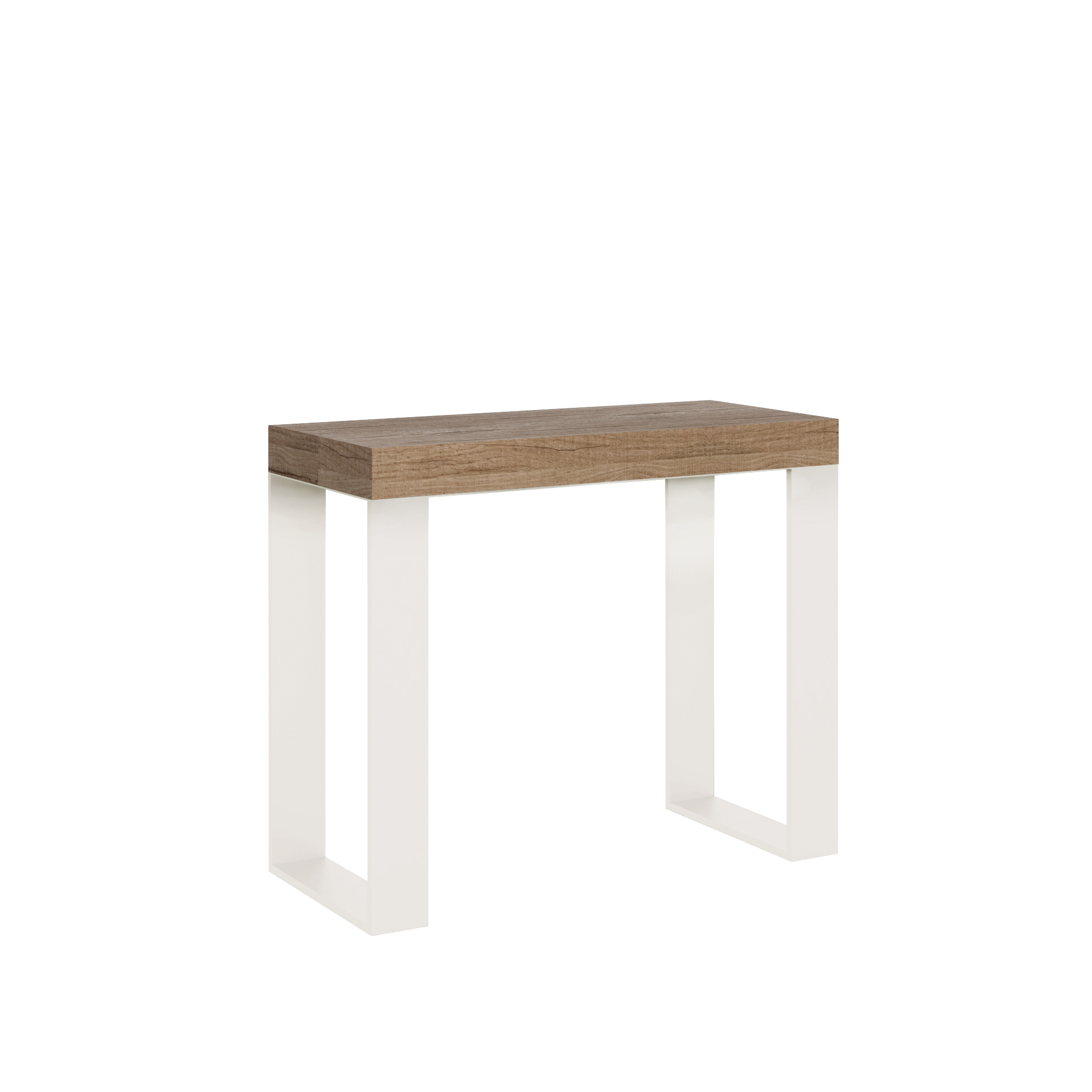 Consola extensible 90x40/300 cm Tecno Quercia Natura Estructura Blanca - Itamoby
